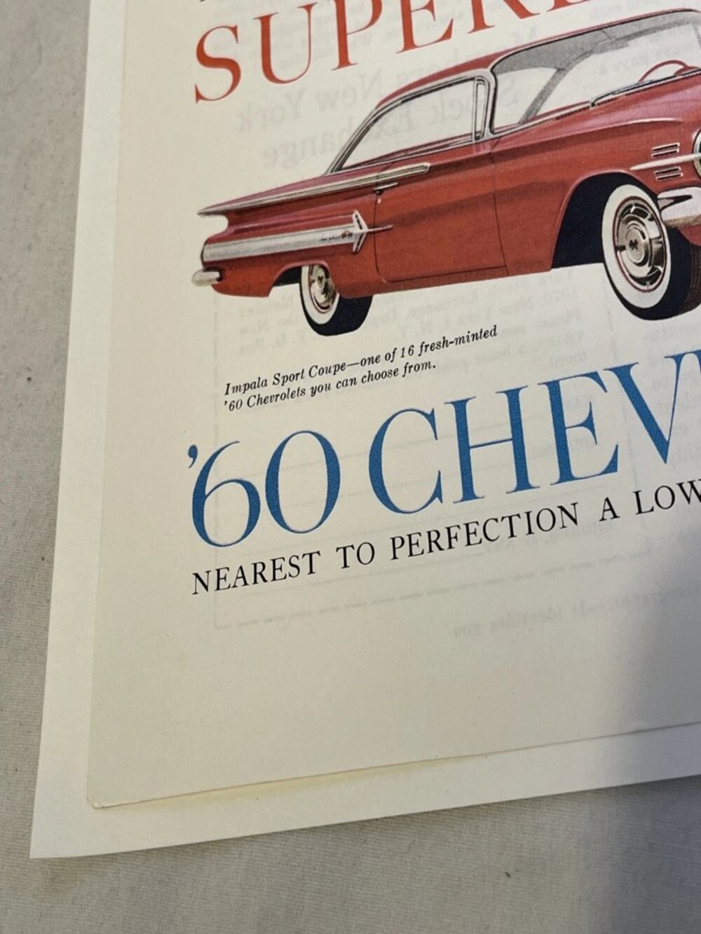 1960 Chevrolet Impala Ad 1959 Vintage Print Original Car Decor Sport Sedan 60s - Picture 4 of 9